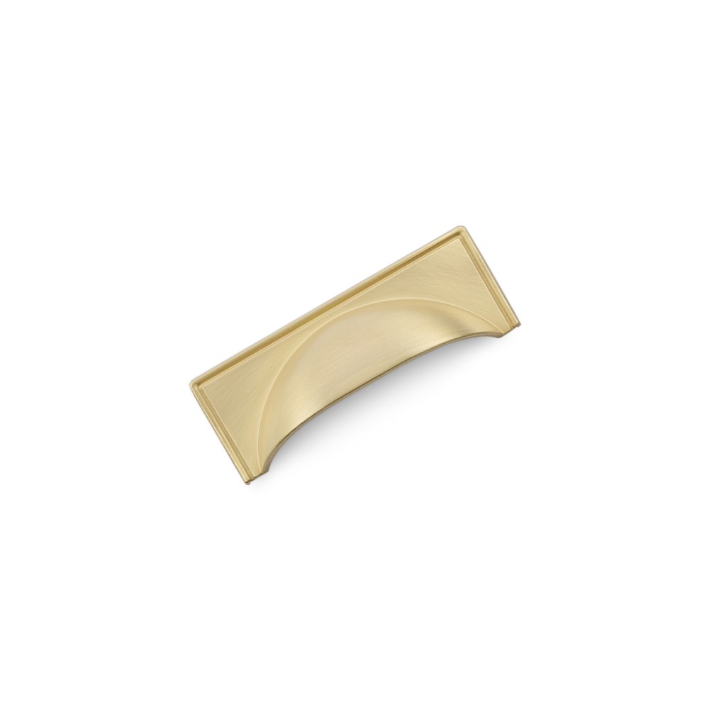 AURORA Square Cup Handle - 97mm (64mm Hole Centres) - Satin Brass