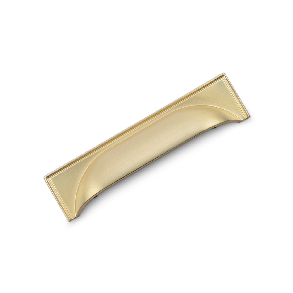 AURORA Square Cup Handle - 145mm (96mm Hole Centres) - Satin Brass